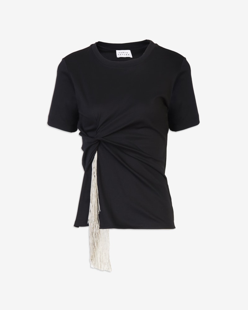 Front of a size 2X Darice Top in Black/Silver by Tanya Taylor. | dia_product_style_image_id:316695
